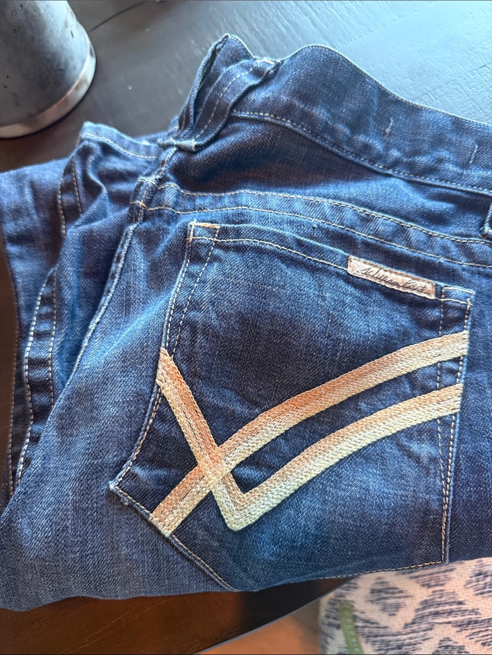 Dark Blue Men’s  Jeans with Contrast Pocket Stitching